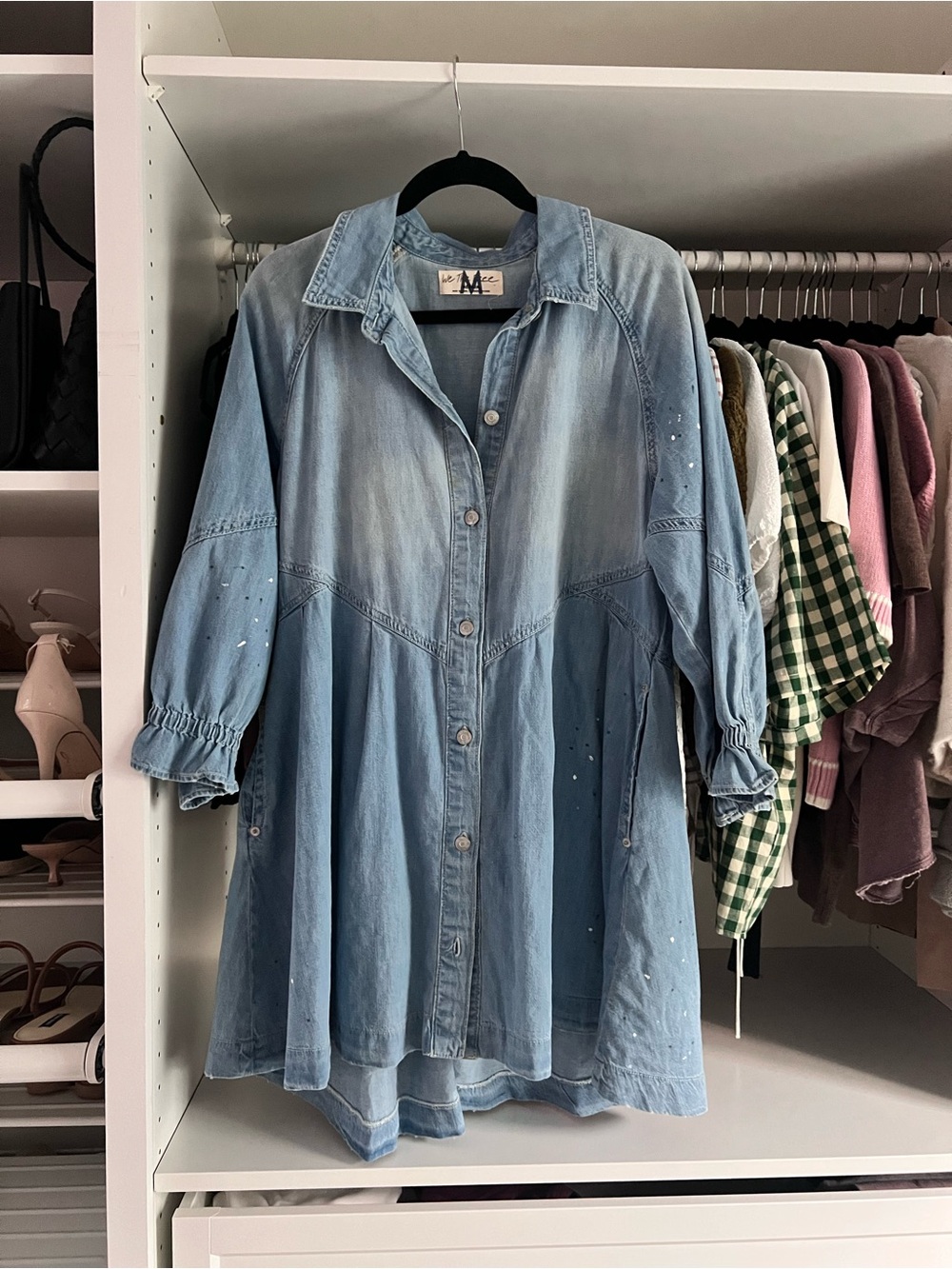 Free People Light Wash Denim Long Sleeve Tunic Dress - Picture 1 of 1